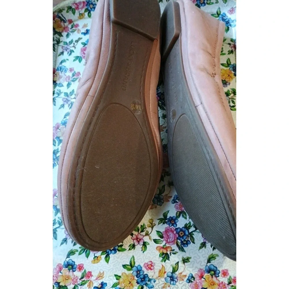 Women's LUCKY BRAND Erin Ballet Flats Slip On‎ Comfort Tan Leather Sz 7.5